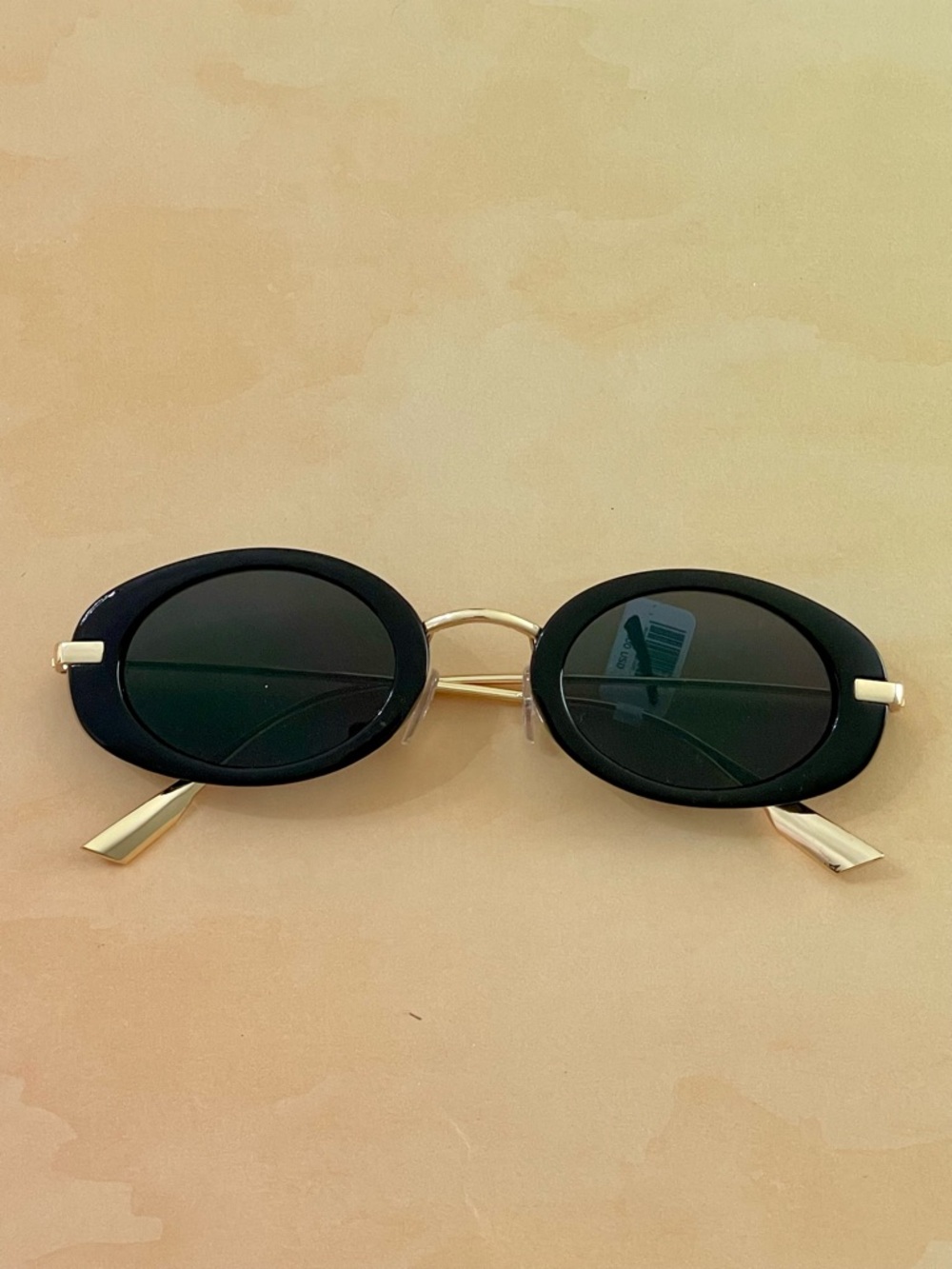 Free People Black Oval Frame Sunglasses with Gold Accents - Women Accessories - Picture 4 of 10